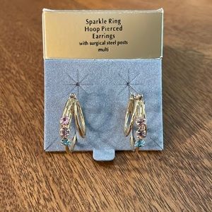 NIB Avon Sparkle Ring Hoop Pierced Earrings (Multi)